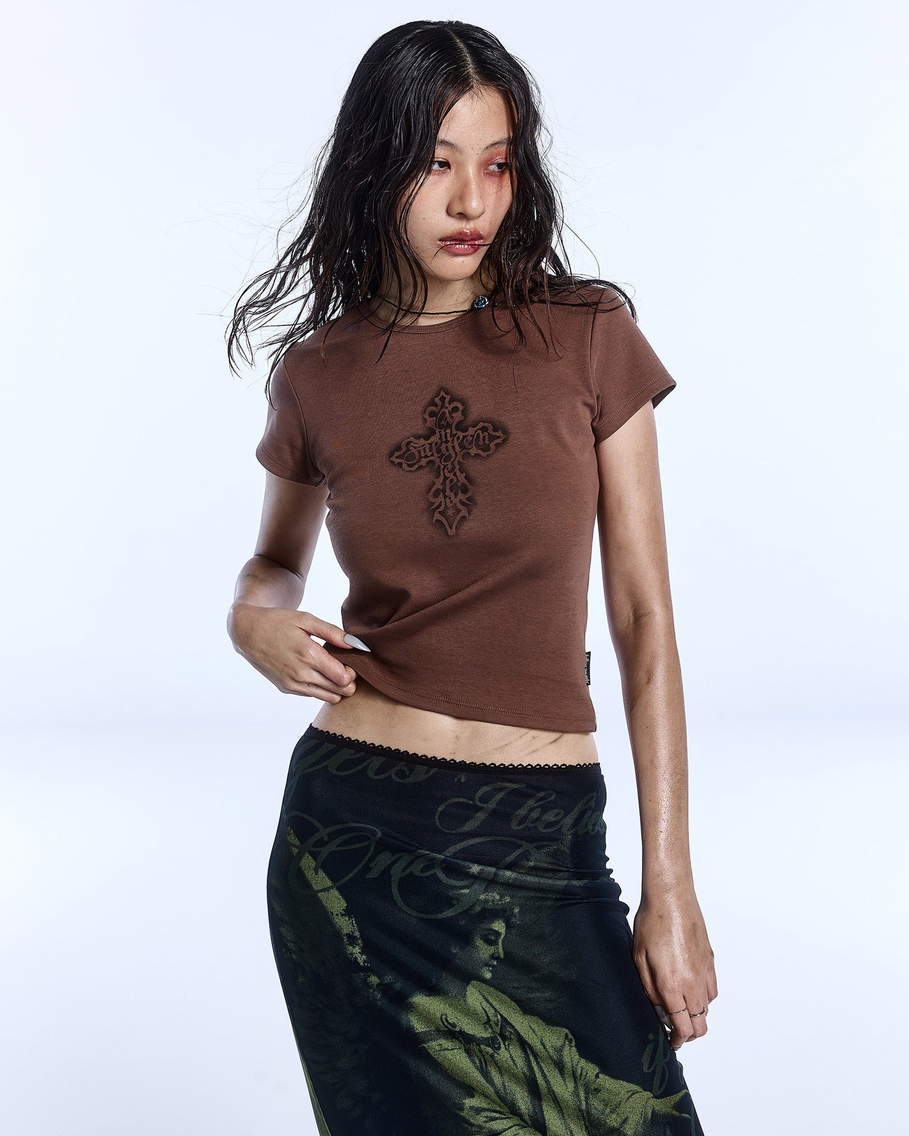 CROSS TEE_BROWN