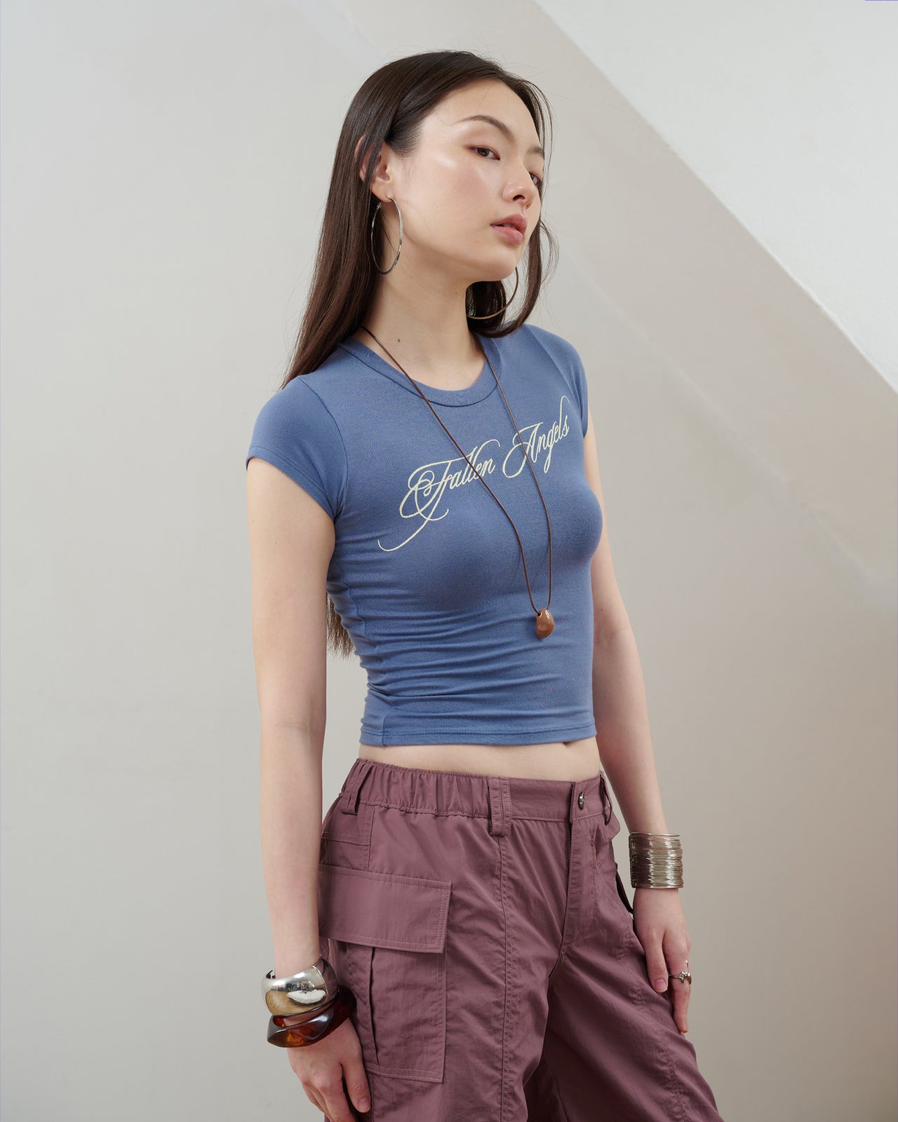 RASTER TEE_DUSTY BLUE