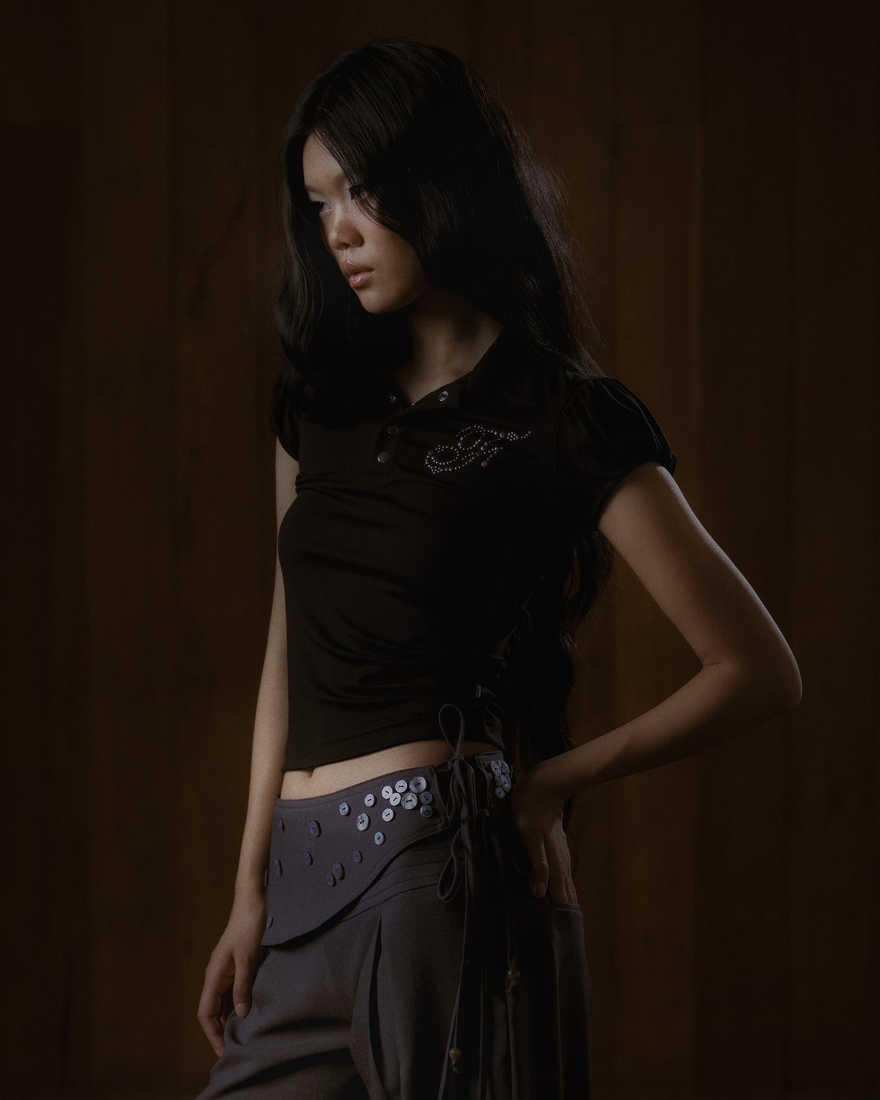 NYRA POLO TOP_BLACK